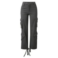 Ženske hlače široke ravne demi-sezone casual teretne hlače s džepovima traperice za žene modne