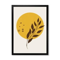 Designart 'Sažetak Mjesec i žuto sunce s tropskim listom II' Moderni uokvireni umjetnički tisak