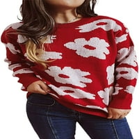 Ženski proljetni preveliki džemper, pletenina s okruglim vratom, lagani pulover s kapuljačom