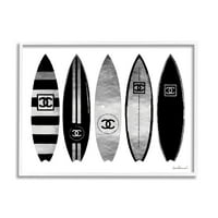Dizajnerske daske za surfanje, Crno-srebrna akvarelna grafika, uokvireni zidni tisak, 30.24 Amanda Greenvood