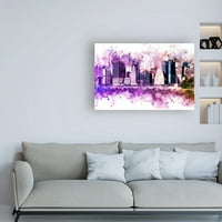 Zaštitni znak likovna umjetnost 'NYC Akvarelna kolekcija - Purple Skyline' Canvas Art by Philippe Hugonnard
