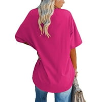 Ženske prevelike majice s kratkim rukavima u obliku rukava u obliku rukava, Udobna pamučna tunika