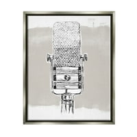 Stupell Industries Vintage Microphone Music Crtanje noviteta slikanje sivi plutasti uokvireni umjetnički print zidni umjetnost