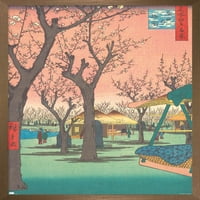 Utagava Hiroshige-plakat na zidu vrt šljiva u kamatama, 14.725 22.375 uokviren