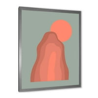 DesignArt 'Sažetak Pink Sunset Mountain Landscape' Moderni uokvireni umjetnički tisak