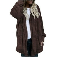 Pleteni kardigan ženski zimski topli kaput jakna Vanjska odjeća ženski kardigan kaput reverzibilni baršunasti kaput s kapuljačom