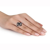 Koktel prsten od 1 karatnog crno-bijelog dijamanta od 1 karatnog srebrnog srebrnog srebrnog srebrnog srebrnog srebrnog srebrnog srebrnog