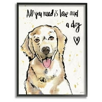 Kolekcija kućnog dekora za pse - sve što trebate je ljubav i zidna umjetnost s psom-zlatni