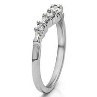 Vjenčani prsten od srebra s naizmjeničnim baguetteom i kružnim zakrivljenim obrisom kubičnog cirkonija od 0 karata