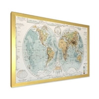 DesignArt 'Drevni svijet mapa II' Rustikalni uokvireni umjetnički tisak