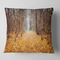 Jedinstveno žuto palo lišće ujutro - Jastuk za bacanje pejzažnih fotografija - 18x18