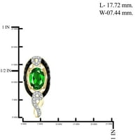 Carat T.G.W. Chrome Diopside i crno-bijeli dijamantni naglasak 14K zlato preko srebrnog trodijelnog seta nakita