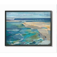 Apstraktni pejzaž na plaži uokvirena pastelna slika u kubističkom stilu, 24 30