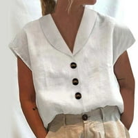 Ženska ljetna tunika topovi bijela košulja ležerna ljetna ženska modna košulja ovratnik s gumbima ležerni jednobojni gornji dio kratkih