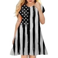 Ljetne haljine s američkom zastavom za djevojčice, dječja ležerna mekana haljina za princezu kratkih rukava s printom od 3 inča,