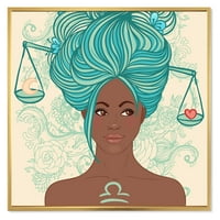 DesignArt 'Portret Afroamerikanke s plavom kosom I' Moderno uokvirena platna zidna umjetnička tiska