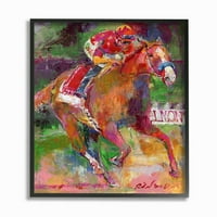 Slika u jarkim bojama galopirajući konj i džokejske utrke uokvirena u mn, 1. 14