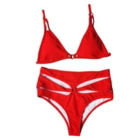 Ženski bikini s tangama ljetna odjeća za plažu seksi brazilski bikini visokog struka jednobojni drski otvoreni kupaći kostimi dva