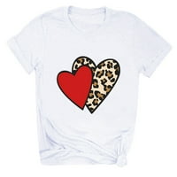majica kratkih rukava, majica s printom dan srca, majice, Majica, Kratka Ženska bluza, Ženske majice za Valentinovo, bijela, majica,