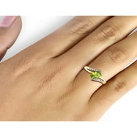 Jewelersclub peridot prsten rođeni nakit - 0. Karat Peridot 14K Zlatni nakit od srebrnog prstena s bijelim dijamantnim naglaskom