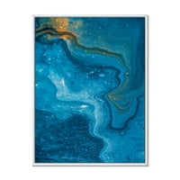 Sažetak plavog mramornog sastava II uokvireno slikarstvo platno umjetnički tisak