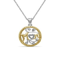 Jewelersclub mama ogrlica 14K Zlatna srebrna ogrlica za žene - Prekrasan naglasak bijeli dijamanti + 14K zlatna obloga od srebrne
