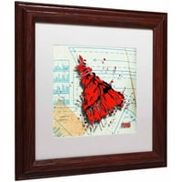 Zaštitni znak likovna umjetnost haljina za rame crvena n crna platna umjetnost rodericka Stevensa, bijela mat, drveni okvir