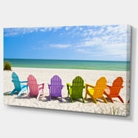 Dizajnerska umjetnost stolice za plažu Adirondack fotografija na morskoj obali umjetnički tisak na platnu
