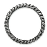 Polirani srebrni valni prsten s crnom pločom