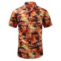 Muške havajske košulje s cvjetnim printom, tropske majice za plažu na kopčanje, Ležerne majice za plažu s kratkim rukavima A kroja