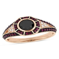 Carat T.G.W. Ruby i Carat T.W. Crno -bijeli dijamant 10kt ružičasti zlatni prsten