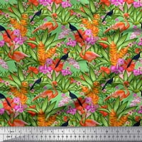 Cvjetna Rajonska Tkanina Od jorgeta, ptice Toucan i Flamingo, tiskana tkanina širine dvorišta