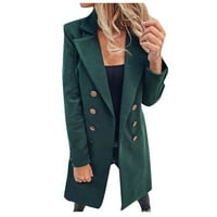 Zimski kaputi za žene, elegantni kaput od umjetne vune, uklopljeni Ženski dugi kaput, jakna, Ženske majice dugih rukava, zelena