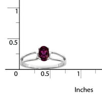 14K bijelo zlato 6x ovalni rodolitni granatni prsten