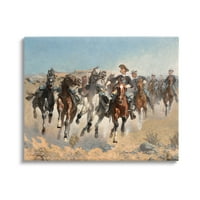Stupell Industries galoping konji kauboji kauboji kauboji koji se bacaju pustinjski pijesak za slikanje omotana platna za tisak zidne