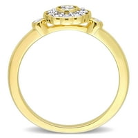 Ženski prsten od dijamanta od žutog zlata od žutog zlata s bljeskalicom presvučen Sterling srebrom s cvjetnim uzorkom