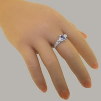Ženski prsten za obljetnicu od 9 karatnog bijelog zlata s prirodnim tanzanitom i dijamantom britanske proizvodnje - opcije veličine-veličina