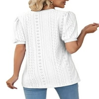 Ženska majica u boji, Jednobojni ljetni topovi, otvorena majica, ženska široka majica, ležerni pulover, bijeli 2-inčni