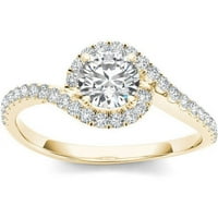 Carat T.W. Dijamantski zaobilazni halo 14KT zaručnički prsten od žutog zlata