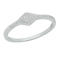 Ženski zaručnički prsten s okruglim bijelim dijamantom u obliku dijamanta iz kolekcije 18k bijelog zlata, veličine 9,5