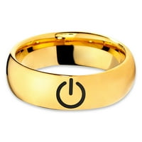 18-karatni žuti Zlatni prsten od volframa za muškarce i žene komforno pristajanje s poliranom kupolom od žutog zlata