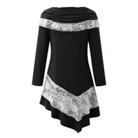Haljine Za Žene Ležerne jednobojne haljine s dugim rukavima s neravnim rubom čipkaste večernje haljine u Europi