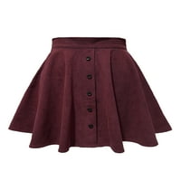 Ženske baršunaste nabrane suknje u boji u boji visoke struke Slatke jednoredne mini suknje jesen / zima modna kratka suknja