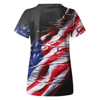 Ženska majica američke zastave Plus size, ležerna majica s izrezom u obliku slova A i kratkim rukavima s printom Dana neovisnosti,