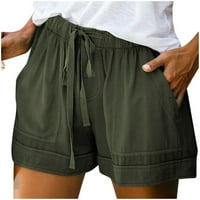 Ženske Ležerne kratke hlače s elastičnim strukom, široke kratke hlače, udobne jednobojne lagane kratke hlače s džepovima