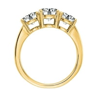 Radiant Fire Karat žuto zlato okrugli Moissanit 3-kamen prsten