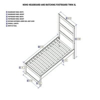 NoHo 14 Twin XL Wood Platform Bed s modernim pločama i pločom, bijelo