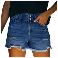 Ženske kratke hlače na rasprodaji ženske poderane traperice kratke udobne rastezljive traper hlače visokog struka s dvostrukim gumbima