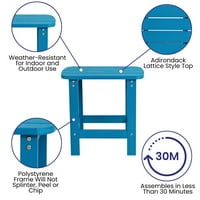 Svijetli namještaj Charlestaun, drveni stol za sve vremenske uvjete od polimerne smole u plavoj boji