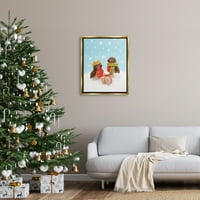 Stupell Industries Ptice Darivanje božićnog snježnog odmora Fotografije Zlatni plutač uokvireni umjetnički print zid umjetnosti